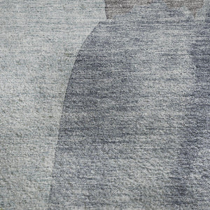 HomeRoots 8' Modern Denim Blue & Gray Abstract Washable Round Rug with UV Protection for High-Traffic Areas 710187