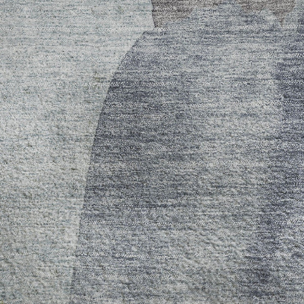 HomeRoots 8' Modern Denim Blue & Gray Abstract Washable Round Rug with UV Protection for High-Traffic Areas 710187