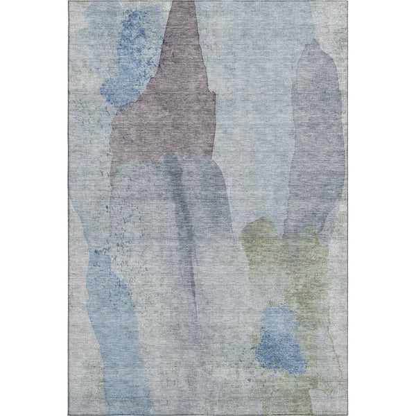 HomeRoots 9' X 12' Stylish Denim Blue & Gray Abstract Washable Area Rug with UV Protection for Families & Pets 710189