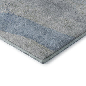 HomeRoots 9' X 12' Stylish Denim Blue & Gray Abstract Washable Area Rug with UV Protection for Families & Pets 710189
