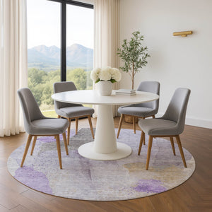 HomeRoots 8' X 10' Modern Abstract Lavender, Gold & Gray Area Rug - Washable, UV Protected, Durable Design 710194