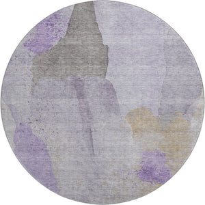 HomeRoots 8' X 10' Modern Abstract Lavender, Gold & Gray Area Rug - Washable, UV Protected, Durable Design 710194