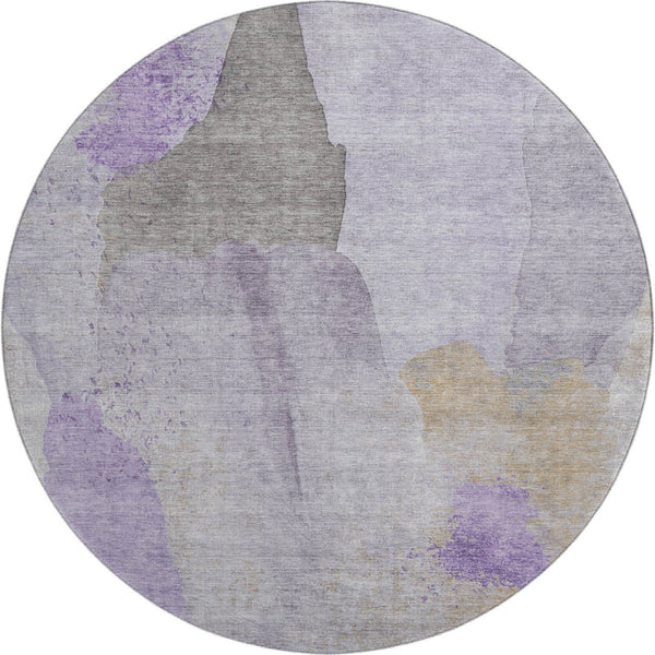 HomeRoots 8' X 10' Modern Abstract Lavender, Gold & Gray Area Rug - Washable, UV Protected, Durable Design 710194