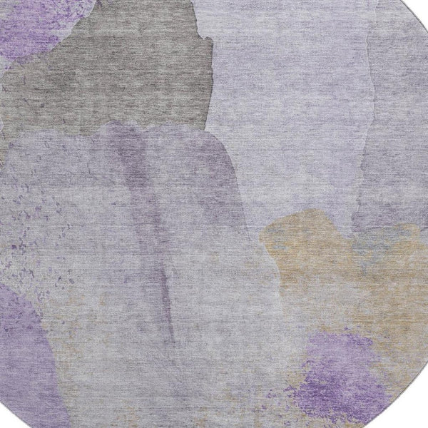 HomeRoots 8' X 10' Modern Abstract Lavender, Gold & Gray Area Rug - Washable, UV Protected, Durable Design 710194