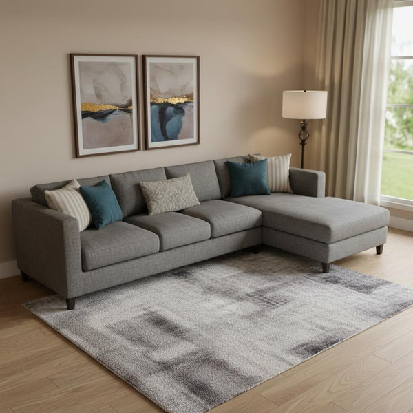 HomeRoots 10' Contemporary Lavender Gold and Gray Abstract Area Rug - Washable, UV-Protected, Durable Design 710196