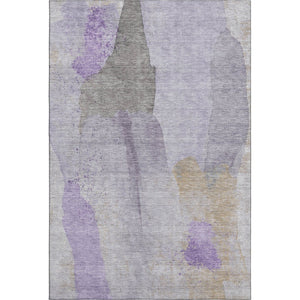 HomeRoots 10' Contemporary Lavender Gold and Gray Abstract Area Rug - Washable, UV-Protected, Durable Design 710196