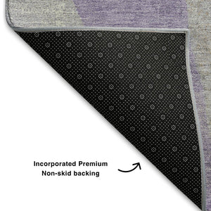 HomeRoots 10' Contemporary Lavender Gold and Gray Abstract Area Rug - Washable, UV-Protected, Durable Design 710196