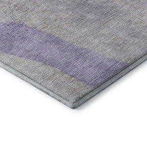 HomeRoots 10' Contemporary Lavender Gold and Gray Abstract Area Rug - Washable, UV-Protected, Durable Design 710196
