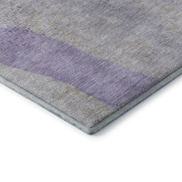HomeRoots 10' Contemporary Lavender Gold and Gray Abstract Area Rug - Washable, UV-Protected, Durable Design 710196