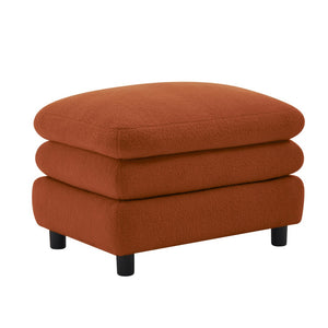 English Elm Vitoria Curved Modular Ottoman in Plush Teddy Fleece for Contemporary Living Rooms Orange W5656P454390