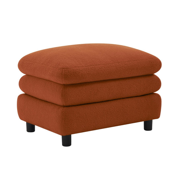 English Elm Vitoria Curved Modular Ottoman in Plush Teddy Fleece for Contemporary Living Rooms Orange W5656P454390