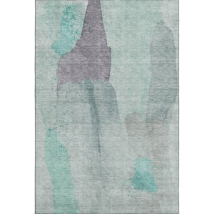 HomeRoots 8' Vibrant Teal, Purple & Gray Abstract Washable Round Rug – Durable, Stain Resistant & UV Protected! 710199