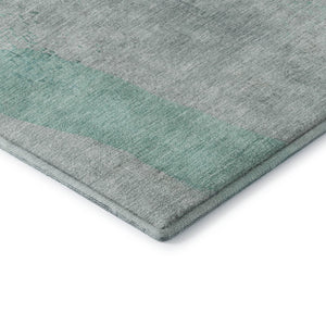 HomeRoots 8' Vibrant Teal, Purple & Gray Abstract Washable Round Rug – Durable, Stain Resistant & UV Protected! 710199