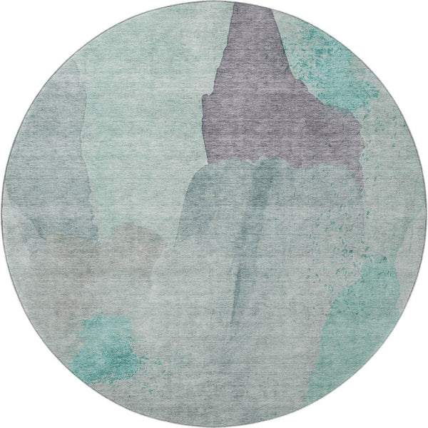 HomeRoots 8' X 10' Vibrant Teal Purple Gray Abstract Washable Area Rug with UV Protection for Busy Homes 710200
