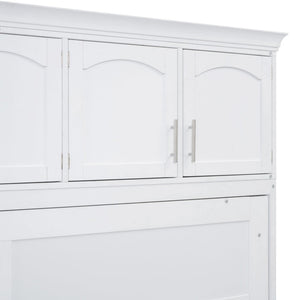 English Elm Queen Murphy Wall Bed with Integrated Wardrobe and Drawers for Studio Spaces LP000876AAK