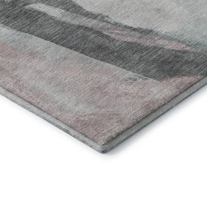 HomeRoots 8' Blush Gray and Ivory Abstract Washable Round Rug - Stylish, Durable, UV-Protected for Any Space! 710205