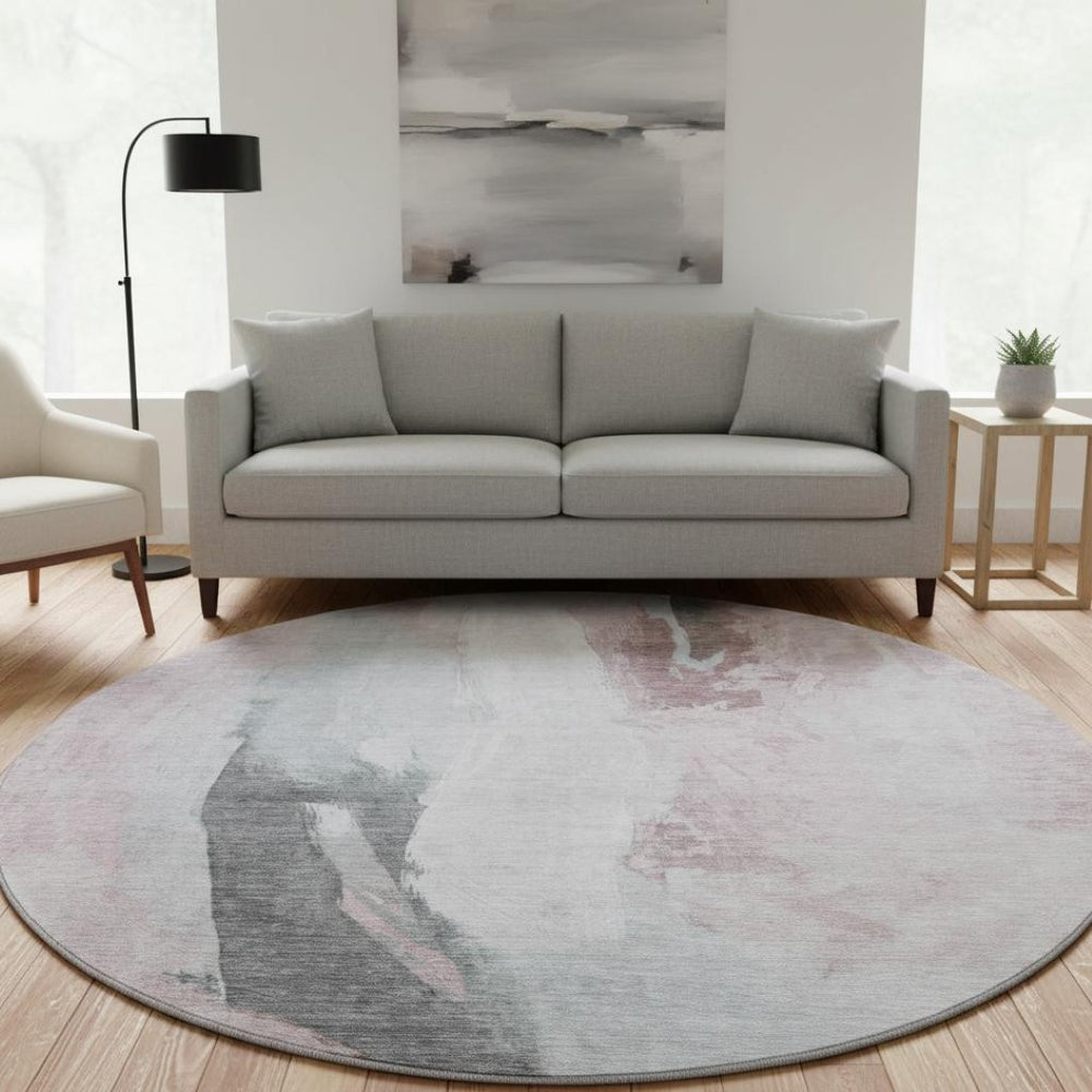 HomeRoots 8' X 10' Blush Gray and Ivory Abstract Area Rug - Washable, UV Protected, Stylish & Durable Design 710206