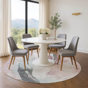 HomeRoots 8' X 10' Blush Gray and Ivory Abstract Area Rug - Washable, UV Protected, Stylish & Durable Design 710206