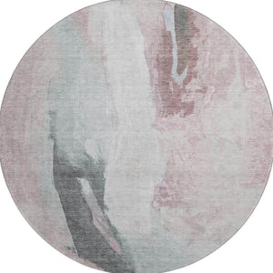 HomeRoots 8' X 10' Blush Gray and Ivory Abstract Area Rug - Washable, UV Protected, Stylish & Durable Design 710206