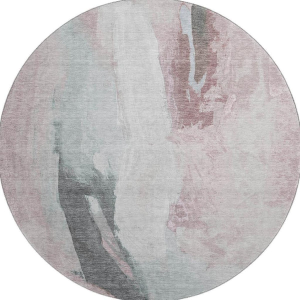 HomeRoots 8' X 10' Blush Gray and Ivory Abstract Area Rug - Washable, UV Protected, Stylish & Durable Design 710206