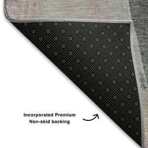 HomeRoots 9' X 12' Blush Gray Ivory Abstract Washable Area Rug - Durable, Stain-Resistant, UV Protected Design 710207