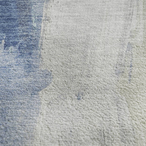 HomeRoots 5' X 8' Abstract Washable Area Rug in Denim Blue, Gray & Ivory - Stain Resistant with UV Protection 710210