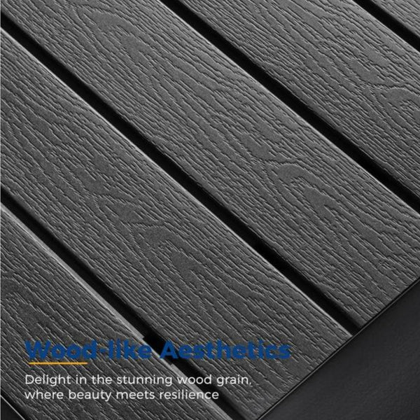English Elm 43" Outdoor Aluminum Coffee Table Wpc Slatted Top Rust Proof Modern Patio Lounge B082P454979