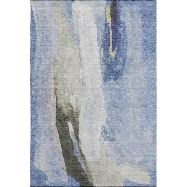HomeRoots 9' X 12' Stylish Denim Blue Gray Ivory Abstract Area Rug - Washable, UV Protected & Stain Resistant 710213
