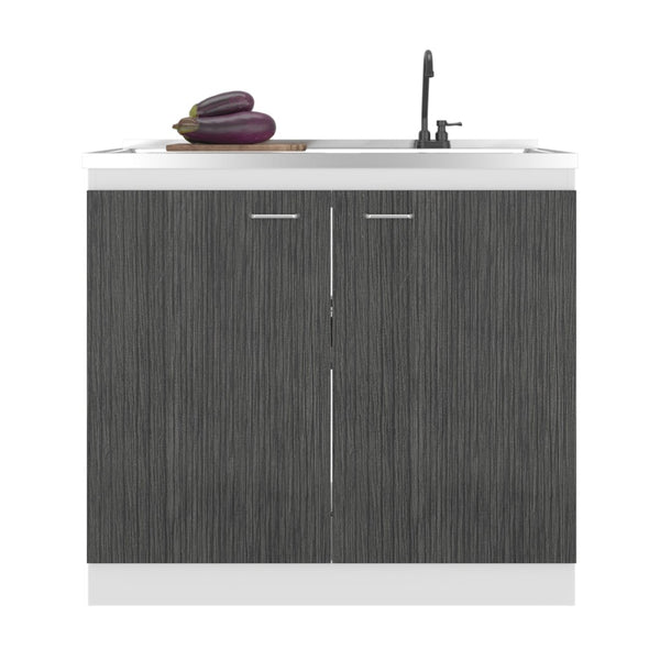 English Elm Utility Sink Base Cabinet with Two Doors Shelved Storage White Oak Laundry Room B097S00261