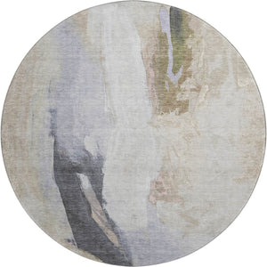 HomeRoots 8' X 10' Ivory Charcoal Beige Abstract Washable Area Rug – Durable, UV-Protected & Easy Care Design 710218