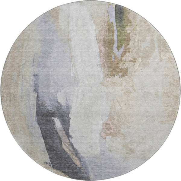 HomeRoots 8' X 10' Ivory Charcoal Beige Abstract Washable Area Rug – Durable, UV-Protected & Easy Care Design 710218