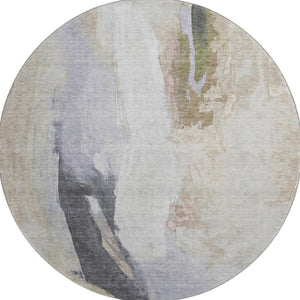 HomeRoots 8' X 10' Ivory Charcoal Beige Abstract Washable Area Rug – Durable, UV-Protected & Easy Care Design 710218