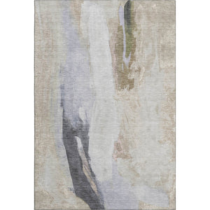 HomeRoots 9' X 12' Ivory Charcoal Beige Abstract Rug - Stylish, Washable, UV Protected, Perfect for Kids & Pets 710219