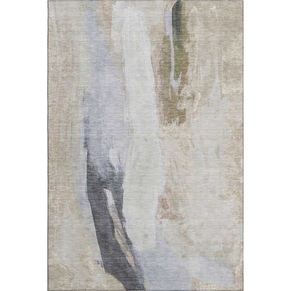 HomeRoots 9' X 12' Ivory Charcoal Beige Abstract Rug - Stylish, Washable, UV Protected, Perfect for Kids & Pets 710219