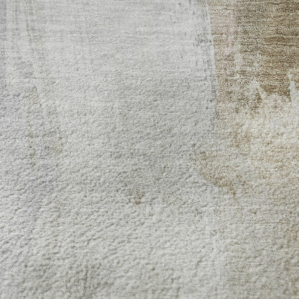 HomeRoots 9' X 12' Ivory Charcoal Beige Abstract Rug - Stylish, Washable, UV Protected, Perfect for Kids & Pets 710219