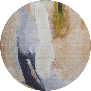 HomeRoots 8' X 10' Modern Beige Lavender Ivory Abstract Washable Area Rug with UV Protection for Homes 710224