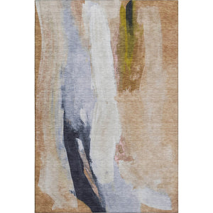HomeRoots 9' X 12' Washable Beige Lavender Ivory Abstract Area Rug with UV Protection for Modern Spaces 710225