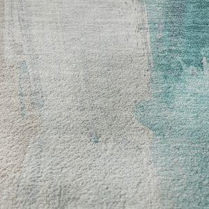 HomeRoots 10' Teal, Khaki & Ivory Abstract Washable Area Rug - UV Protected, Stain Resistant, Perfect for Homes! 710232