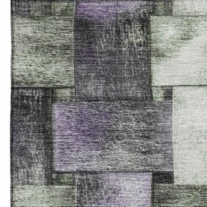 HomeRoots 5' X 8' Sage and Lavender Striped Area Rug - Durable, Washable, UV Protected for Family Spaces 710234