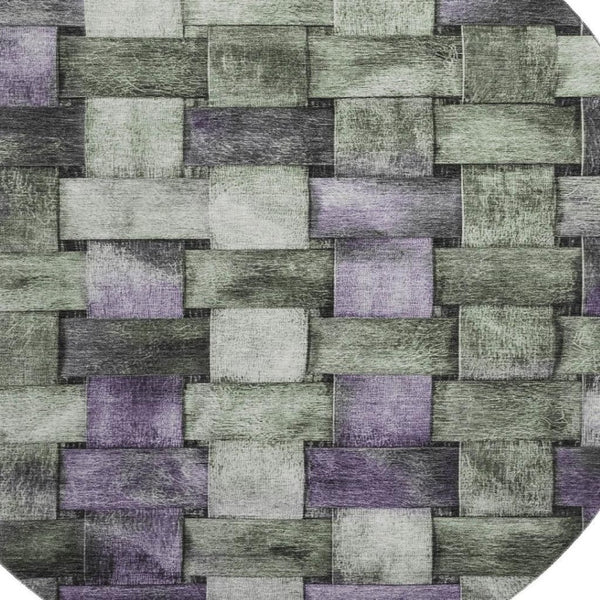 HomeRoots 8' X 10' Washable Sage and Lavender Striped Area Rug with UV Protection for Stylish Living Spaces 710236
