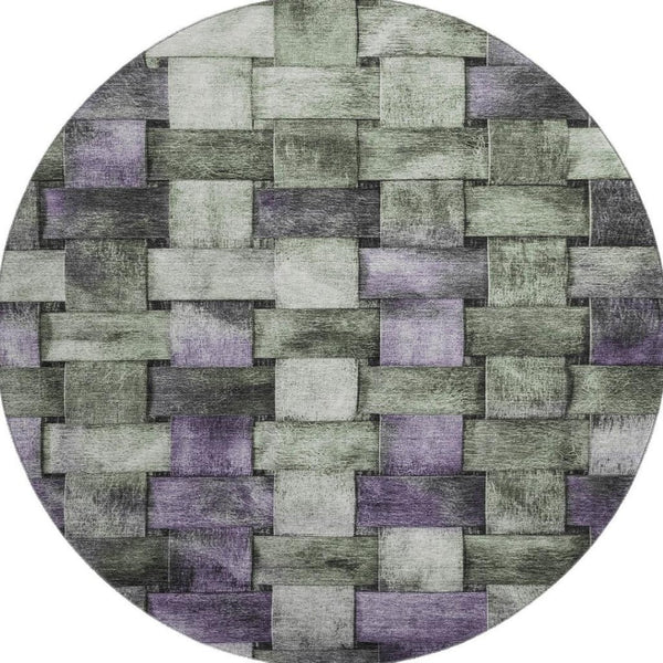 HomeRoots 8' X 10' Washable Sage and Lavender Striped Area Rug with UV Protection for Stylish Living Spaces 710236