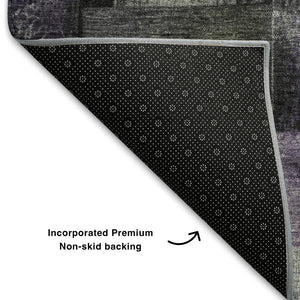 HomeRoots 9' X 12' Sage & Lavender Striped Area Rug - Washable, UV Protected, Durable, Easy-Care Design 710237