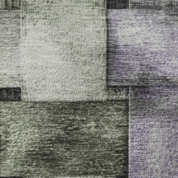 HomeRoots 9' X 12' Sage & Lavender Striped Area Rug - Washable, UV Protected, Durable, Easy-Care Design 710237