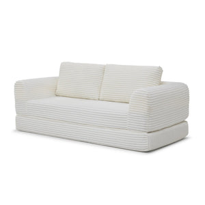 English Elm 2-in-1 Corduroy Futon Sofa Sleeper with Foam Fill and Modular Floor Profile Beige W1117P417292