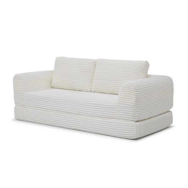 English Elm 2-in-1 Corduroy Futon Sofa Sleeper with Foam Fill and Modular Floor Profile Beige W1117P417292