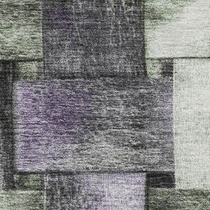 HomeRoots 10' X 14' Sage & Lavender Striped Washable Area Rug – Durable, UV-Protected, Soft, and Stylish! 710238