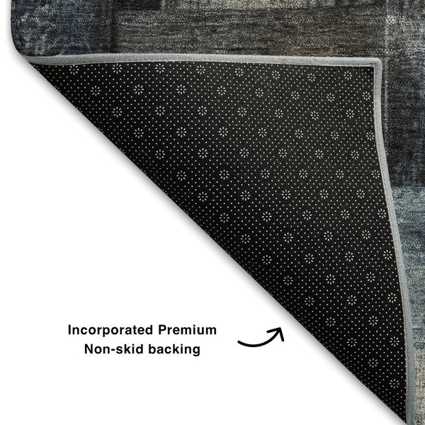 HomeRoots 10' X 14' Taupe and Blue Striped Area Rug - Washable, UV Protected, Stain-Resistant for Busy Homes 710250