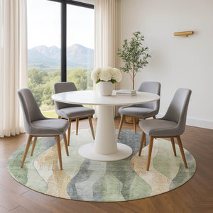 HomeRoots 8' X 10' Artichoke Green Abstract Area Rug – Washable, UV Protected, Stain-Resistant for Busy Homes! 710254