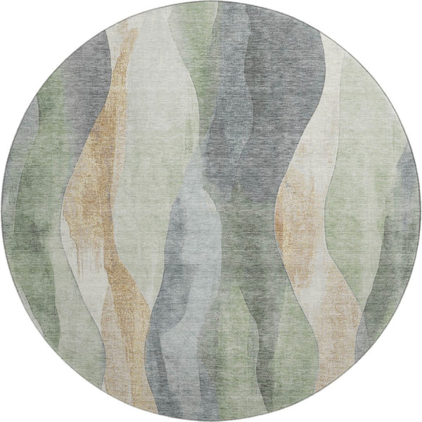 HomeRoots 8' X 10' Artichoke Green Abstract Area Rug – Washable, UV Protected, Stain-Resistant for Busy Homes! 710254