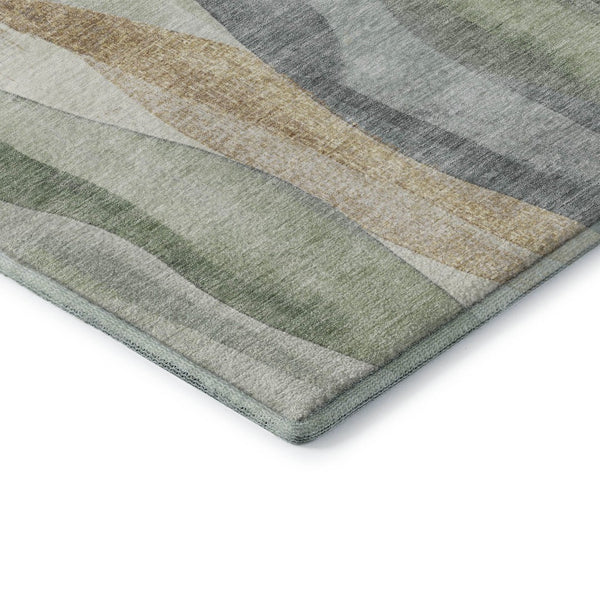 HomeRoots 8' X 10' Artichoke Green Abstract Area Rug – Washable, UV Protected, Stain-Resistant for Busy Homes! 710254